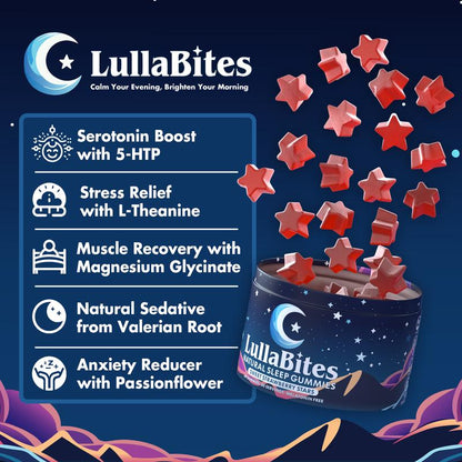 LullaBites Natural Sleep Gummies - Sweet Strawberry Stars