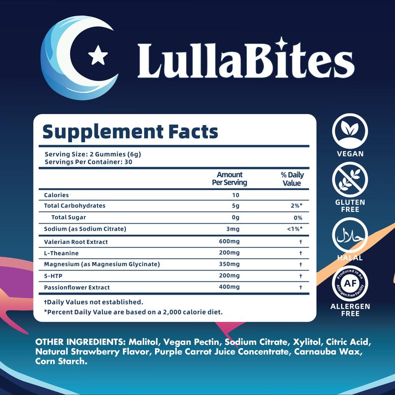 LullaBites Natural Sleep Gummies - Sweet Strawberry Stars