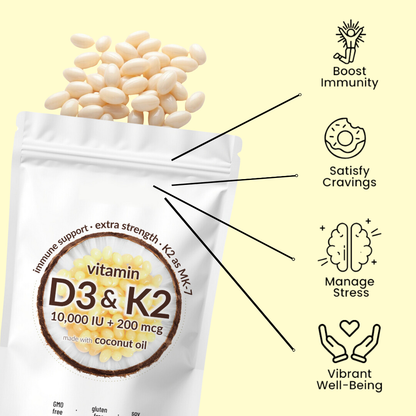 Vitamin D3 K2 Supplement Softgels